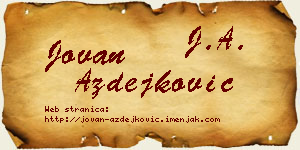 Jovan Azdejković vizit kartica